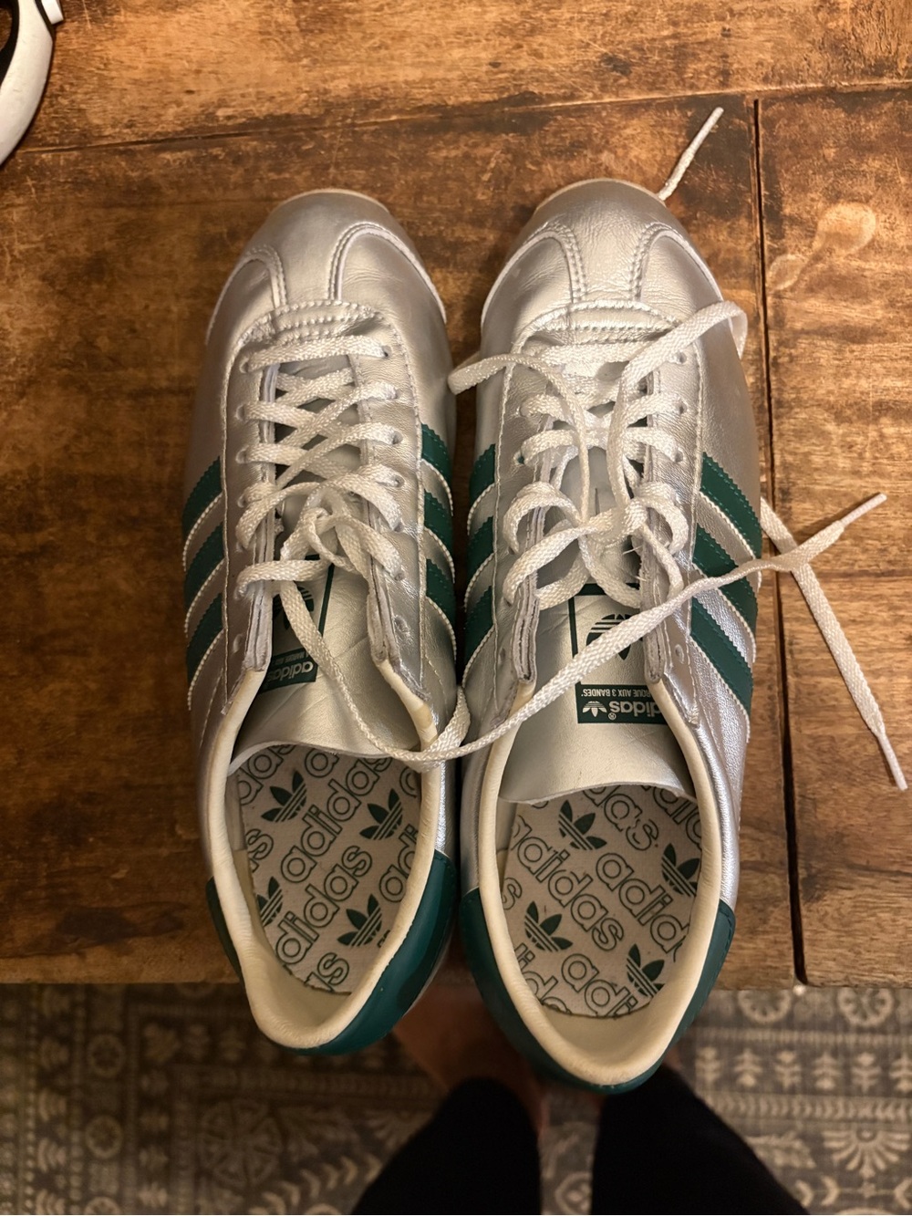 New Adidas Country OG W Women Casual Shoes Silver/Green size 9.5 - Picture 4 of 6